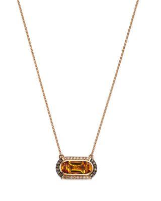 Citrine & Champagne and Brown Diamond Halo Pendant Necklace in 14K Yellow Gold by BLOOMINGDALE'S FINE COLLECTION