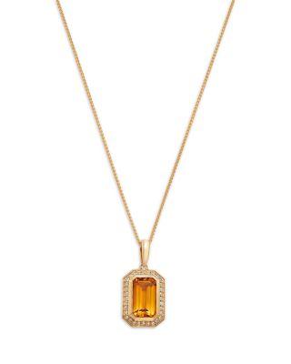 Citrine & Diamond Halo Pendant Necklace in 14K Yellow Gold by BLOOMINGDALE'S FINE COLLECTION
