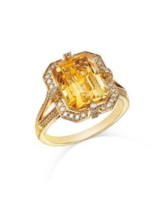 Citrine & Diamond Halo Ring in 14K Yellow Gold by BLOOMINGDALE'S FINE COLLECTION
