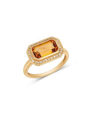 Citrine & Diamond Halo Ring in 14K Yellow Gold by BLOOMINGDALE'S FINE COLLECTION