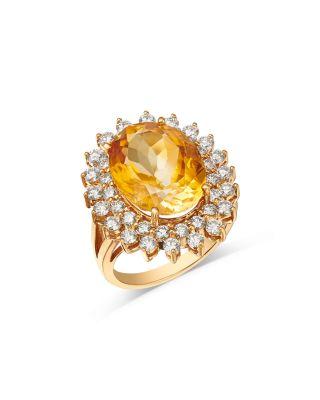 Citrine & Diamond Halo Ring in 14K Yellow Gold by BLOOMINGDALE'S FINE COLLECTION