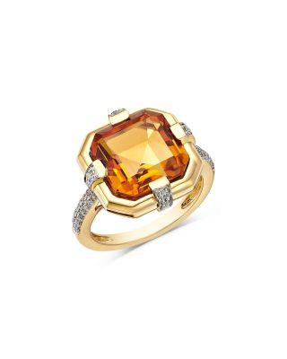 Citrine & Diamond Statement Ring in 14K Yellow Gold by BLOOMINGDALE'S FINE COLLECTION