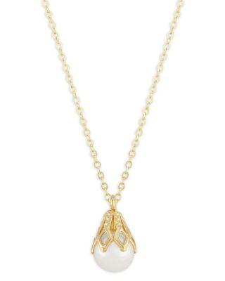 Cultured Freshwater Pearl Bell Cap Pendant Necklace in 14K Yellow Gold by BLOOMINGDALE'S FINE COLLECTION