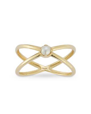Cultured Pearl Crossover Ring in 14K Yellow Gold by BLOOMINGDALE'S FINE COLLECTION