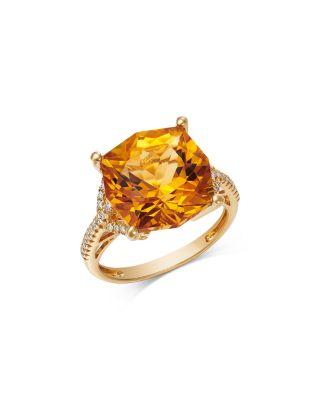 Cushion Cut Citrine & Diamond Ring in 14K Yellow Gold by BLOOMINGDALE'S FINE COLLECTION