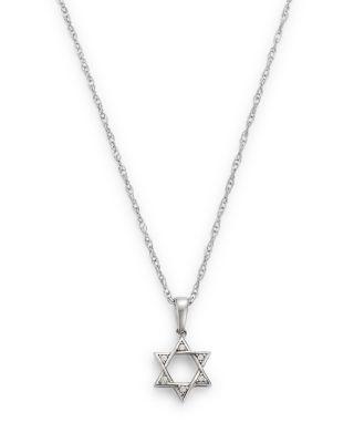 Diamond Accent Star of David Pendant Necklace in 14K White Gold by BLOOMINGDALE'S FINE COLLECTION