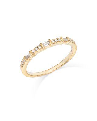 Diamond Baguette & Round Narrow Band in 14K Gold by BLOOMINGDALE'S FINE COLLECTION