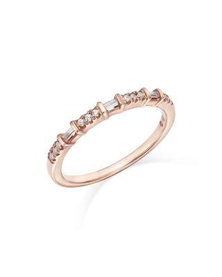 Diamond Baguette & Round Narrow Band in 14K Gold by BLOOMINGDALE'S FINE COLLECTION