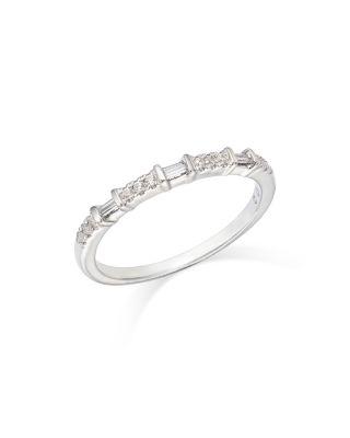 Diamond Baguette & Round Narrow Band in 14K Gold by BLOOMINGDALE'S FINE COLLECTION