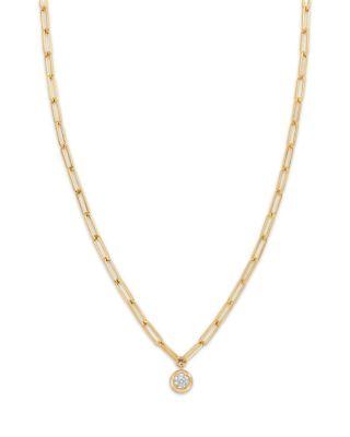 Diamond Bezel Solitaire Paperclip Link Pendant Necklace in 14K Yellow Gold by BLOOMINGDALE'S FINE COLLECTION