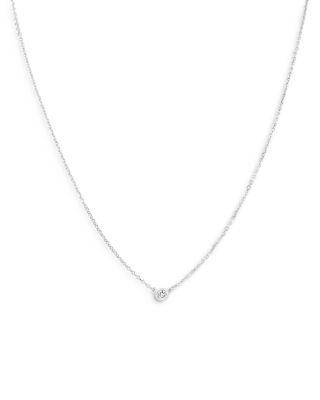 Diamond Bezel Solitare Necklace in 14K White Gold by BLOOMINGDALE'S FINE COLLECTION