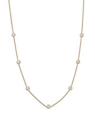 Diamond Bezel Station Necklace in 14K Yellow Gold by BLOOMINGDALE'S FINE COLLECTION