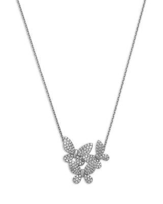Diamond Butterfly Cluster Necklace in 14K White Gold by BLOOMINGDALE'S FINE COLLECTION