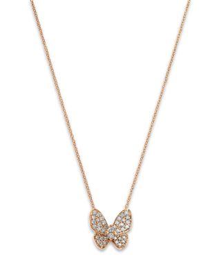 Diamond Butterfly Pendant Necklace in 14K Rose Gold by BLOOMINGDALE'S FINE COLLECTION