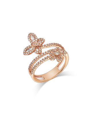 Diamond Butterfly & Flower Bypass Ring in 14K Rose Gold by BLOOMINGDALE'S FINE COLLECTION