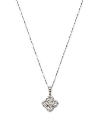 Diamond Clover Pendant Necklace in 14K White Gold by BLOOMINGDALE'S FINE COLLECTION