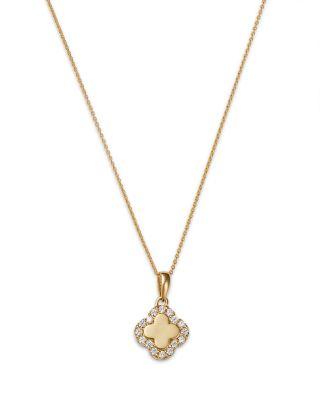 Diamond Clover Pendant Necklace in 14K Yellow Gold by BLOOMINGDALE'S FINE COLLECTION