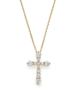 Diamond Cross Pendant Necklace in 14K Yellow Gold by BLOOMINGDALE'S FINE COLLECTION Diamond Cross Pendant Necklace in 14K Yellow Gold by BLOOMINGDALE'S FINE COLLECTION