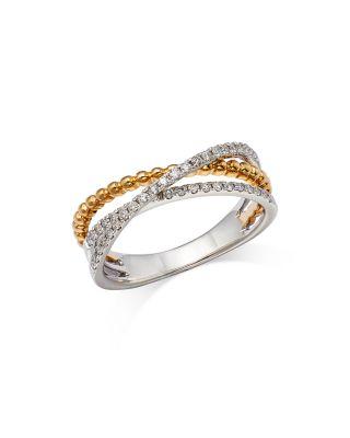 Diamond Crossover Ring in 14K White & Yellow Gold by BLOOMINGDALE'S FINE COLLECTION