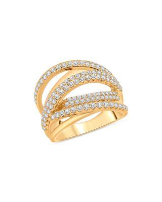 Diamond Crossover Ring in 14K Yellow Gold by BLOOMINGDALE'S FINE COLLECTION