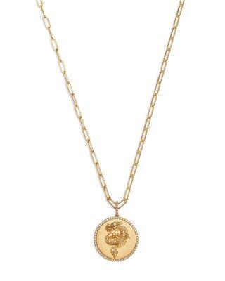 Diamond Dragon Disc Pendant Necklace in 14K Yellow Gold by BLOOMINGDALE'S FINE COLLECTION