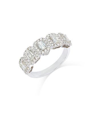 Diamond Emerald Cut Halo Ring in 18K White Gold by BLOOMINGDALE'S FINE COLLECTION