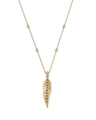 Diamond Feather Pendant Necklace in 14K Yellow Gold by BLOOMINGDALE'S FINE COLLECTION