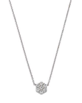 Diamond Flower Cluster Pendant Necklace in 14K White Gold by BLOOMINGDALE'S FINE COLLECTION