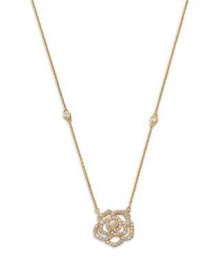 Diamond Flower Necklace in 14K Yellow Gold by BLOOMINGDALE'S FINE COLLECTION