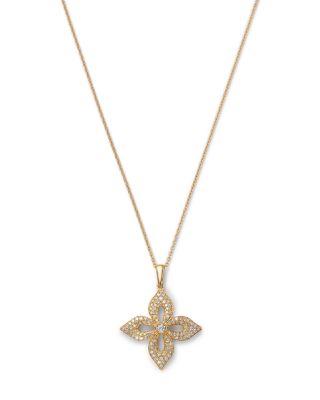Diamond Flower Pendant Necklace in 14K Yellow Gold by BLOOMINGDALE'S FINE COLLECTION
