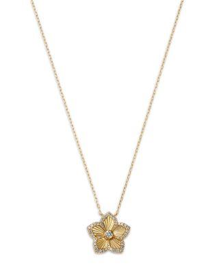 Diamond Flower Pendant Necklace in 14K Yellow Gold by BLOOMINGDALE'S FINE COLLECTION