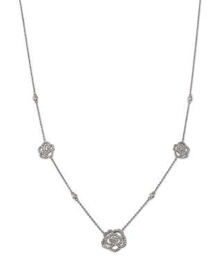 Diamond Flower Station Necklace in 14K White Gold by BLOOMINGDALE'S FINE COLLECTION