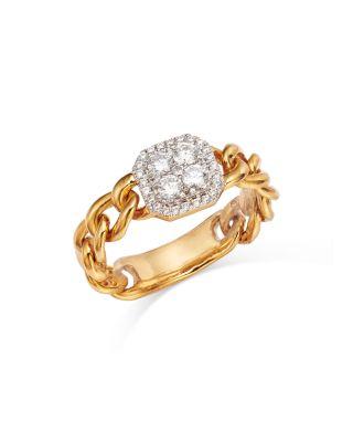 Diamond Halo Cluster Chain Link Ring in 14K Yellow Gold by BLOOMINGDALE'S FINE COLLECTION