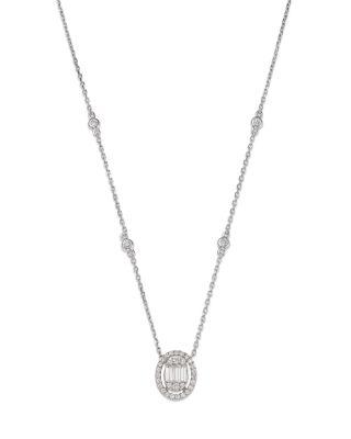 Diamond Halo Pendant Necklace in 18K White Gold by BLOOMINGDALE'S FINE COLLECTION
