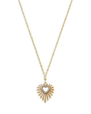 Diamond Heart Sunburst Pendant Necklace in 14K Yellow Gold by BLOOMINGDALE'S FINE COLLECTION