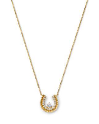 Diamond Horseshoe Beaded Pendant Necklace in 14K Yellow Gold by BLOOMINGDALE'S FINE COLLECTION