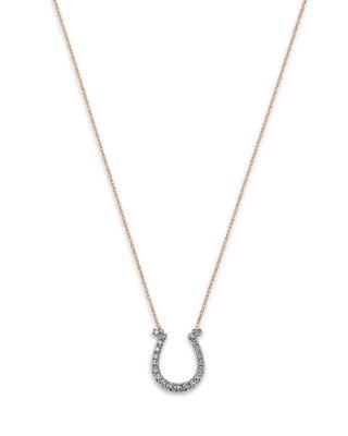 Diamond Horseshoe Pendant Necklace in 14K White & Yellow Gold by BLOOMINGDALE'S FINE COLLECTION
