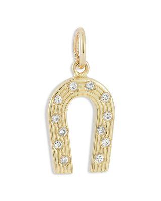Diamond Horseshoe Pendant in 14K Yellow Gold by BLOOMINGDALE'S FINE COLLECTION