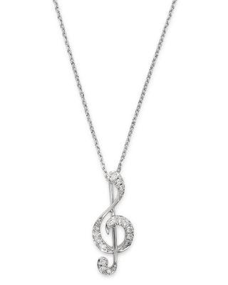 Diamond Music Note Pendant Necklace in 14K White Gold by BLOOMINGDALE'S FINE COLLECTION