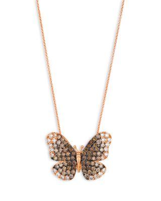 Diamond Ombr&eacute; Butterfly Pendant Necklace in 14K Rose Gold by BLOOMINGDALE'S FINE COLLECTION