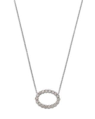 Diamond Open Oval Pendant Necklace in 14K White Gold by BLOOMINGDALE'S FINE COLLECTION