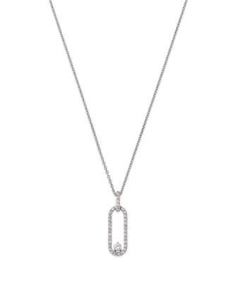 Diamond Oval Frame Pendant Necklace in 14K White Gold by BLOOMINGDALE'S FINE COLLECTION