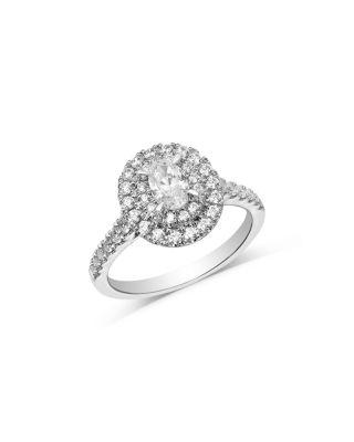 Diamond Oval & Round Double Halo Engagement Ring in 14K White Gold by BLOOMINGDALE'S FINE COLLECTION