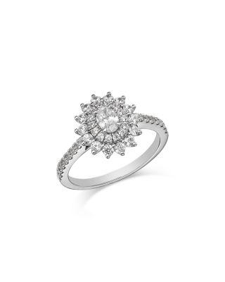 Diamond Oval & Round Starburst Halo Engagement Ring in 14K White Gold by BLOOMINGDALE'S FINE COLLECTION