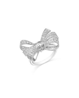 Diamond Pav&eacute; Bow Statement Ring in 14K White Gold by BLOOMINGDALE'S FINE COLLECTION