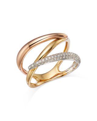 Diamond Pav&eacute; Crossover Ring in 14K Yellow by BLOOMINGDALE'S FINE COLLECTION