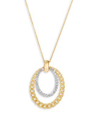 Diamond Pav&eacute; Double Oval Pendant Necklace in 14K Yellow Gold by BLOOMINGDALE'S FINE COLLECTION