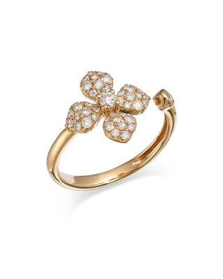 Diamond Pav&eacute; Flower Cuff Ring in 14K Yellow Gold by BLOOMINGDALE'S FINE COLLECTION