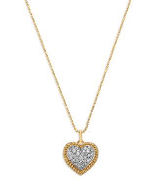 Diamond Pav&eacute; Heart Pendant Necklace in 14K Yellow Gold by BLOOMINGDALE'S FINE COLLECTION