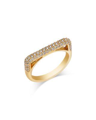 Diamond Pav&eacute; Square Stack Band in 14K Gold by BLOOMINGDALE'S FINE COLLECTION
